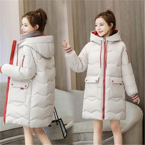 

winter new women's mid-length thick hooded warm cotton-padded coat thin padded jacket jackets parkas, Black