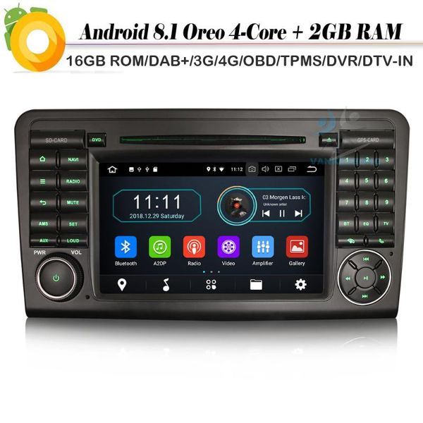 

7" dab+ android 8.1 autoradio car stereo gps wifi 4g dvd bt rds dvr obd car radio player for mercedes ml/gl class w164 x164