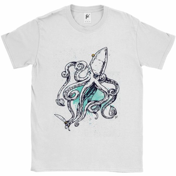 

2019 men fashion captain ocs 8 legs with patch earring & cutlass mens t-shirt tee shirt