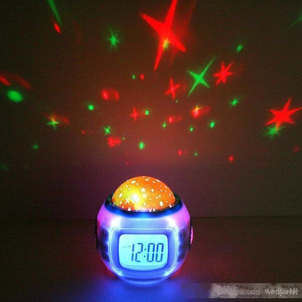 

projection clock music starry sky electronic small alarm clock creative nightlight child lazy clock mute student personality bedside gift