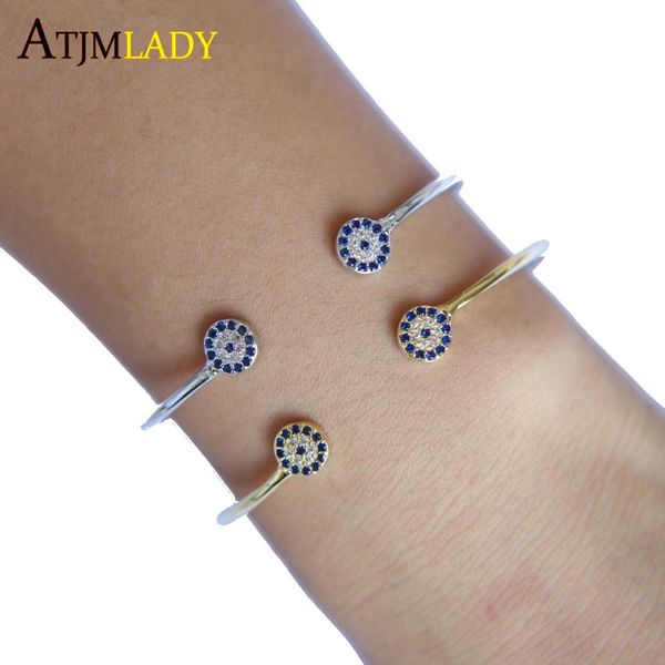 

rushed brazaletes pulseras mujer classic turkish evil eye jewelry open cuffs,fashion micro pave cz adjust bangle for women, Black