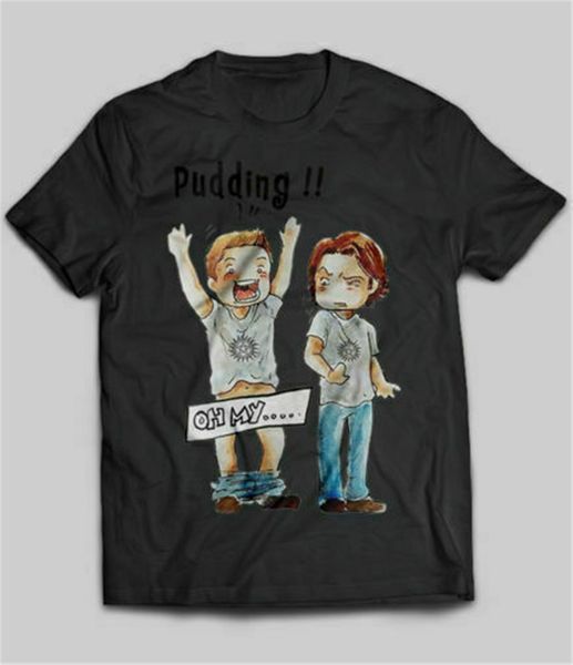 

supernatural pudding oh my funny black t-shirt sam winchester cotton tee tee shirt
