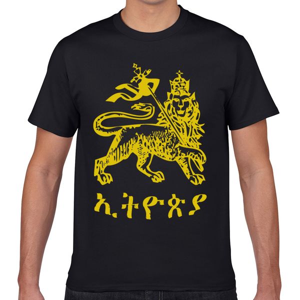 

t shirt men ethiopia lion of judah summer harajuku geek short male tshirt xxxl