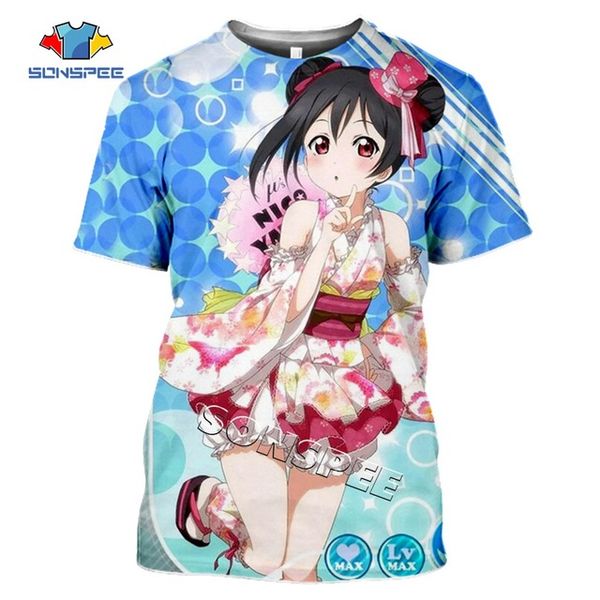 

summer men anime loli girl love live clothing 3d print shirts plus size horror hippie men clothing