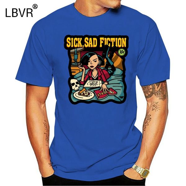 

sick sad pulp fiction men t-shirt harajuku streetwear cotton camisetas hombre men quentin tarantino funny cool t shirt