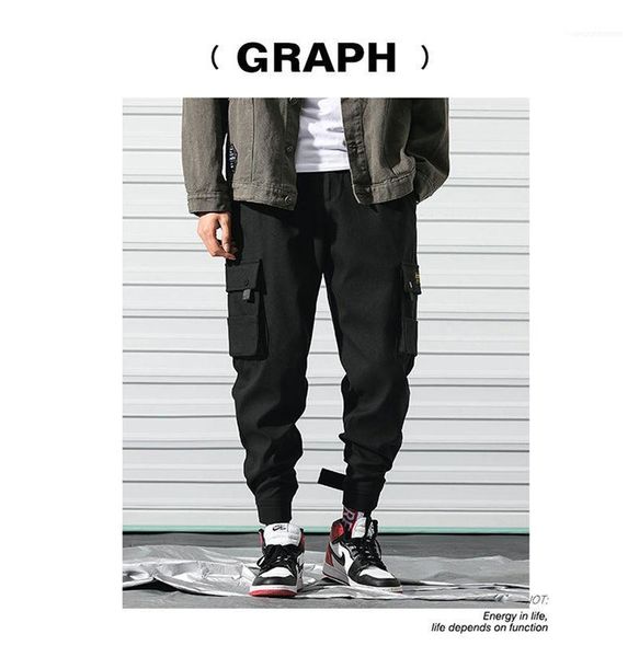 

clothing hip hop mens harem pants loose sports mens casual cargo pants with pocket drawstring males, Black