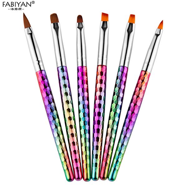

nail brushes art brush round flat french painting drawing crystal extension builder pen tips acrylic uv gel polish manicure tool set, Yellow
