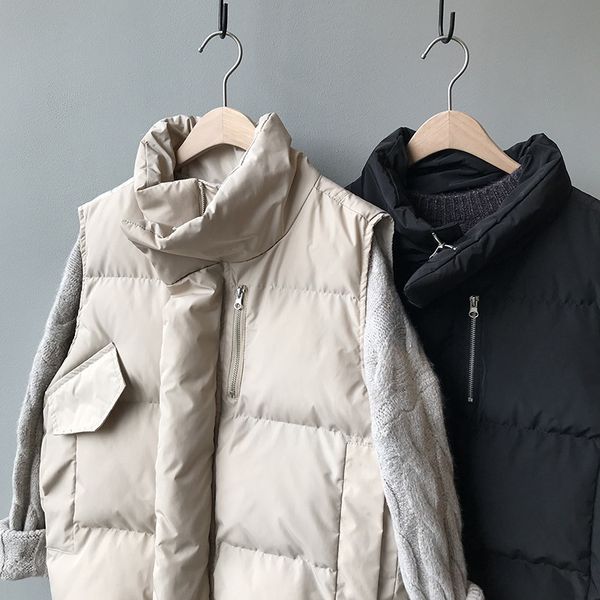 

women's vests 2021 winter coat stand collar fashion cotton warm women vest chaleco mujer gilet casaco feminino, Black;white