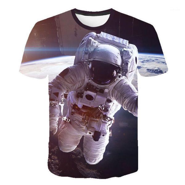 

mens tshirts fashion o neck 3d digital print mens the moon astronauts summer short sleeve, White;black