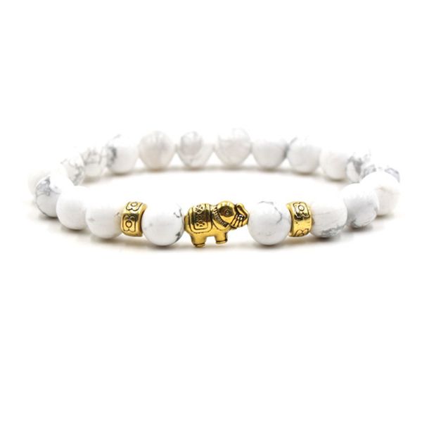

10 pcs handmade weave elephant connect malachite stone round beads stretchy bracelet white turquoise gold plated jewelr, Black