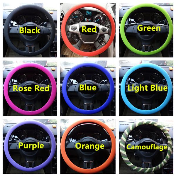 

car styling universal car silicone steering wheel glove cover texture soft multi color soft silicon steering wheel accessories