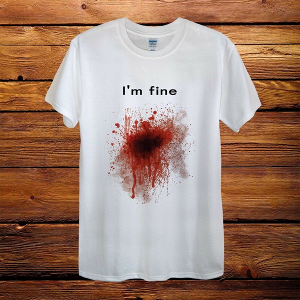 

blood spot i'm fine happy halloween gift t-shirt men women fitted fun
