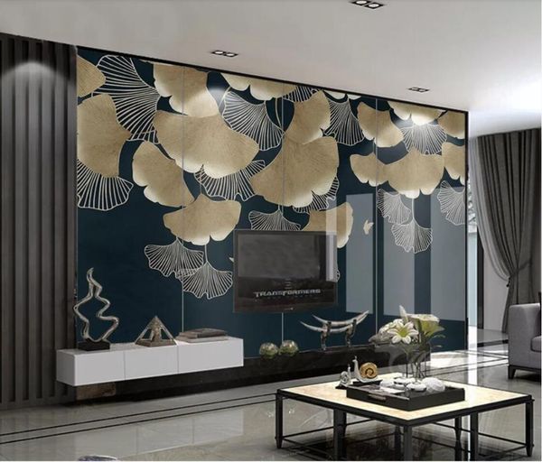 

waterproof canvas wallpaper ginkgo leaves wall mural with black background wall art decals hd p paper wallpapers