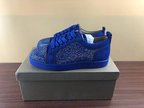 

fashion designer shoes low-sneaker red sole real leather studs sneakers for men women size 35-47, Black