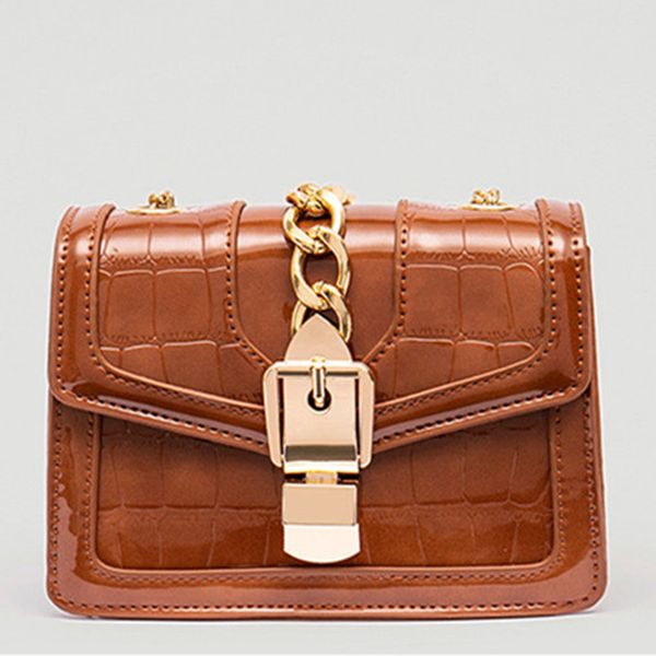 

women crocodile pattern leather small handle satchel daily work tote shoulder bag large capacity