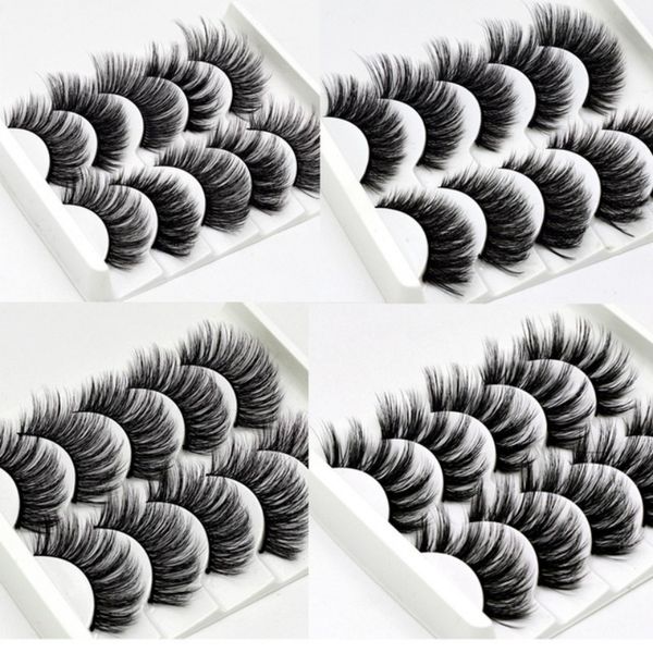 

false eyelashes five pair of natural stereoscopic 3d handmade makeup lashes tool