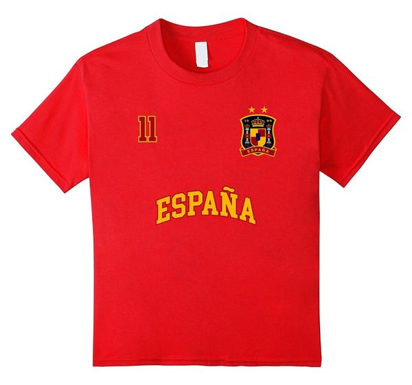 

2019 fashion summer new design cotton male tee shirt designing spain shirt number 11 + back soccers team spanish flag espana tee