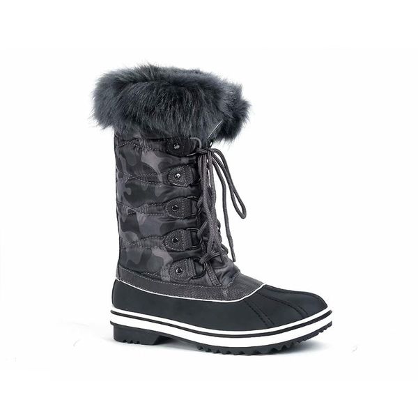 

boots maxmuxun women snow splicing lace waterproof non slip shoes plus warm, Black