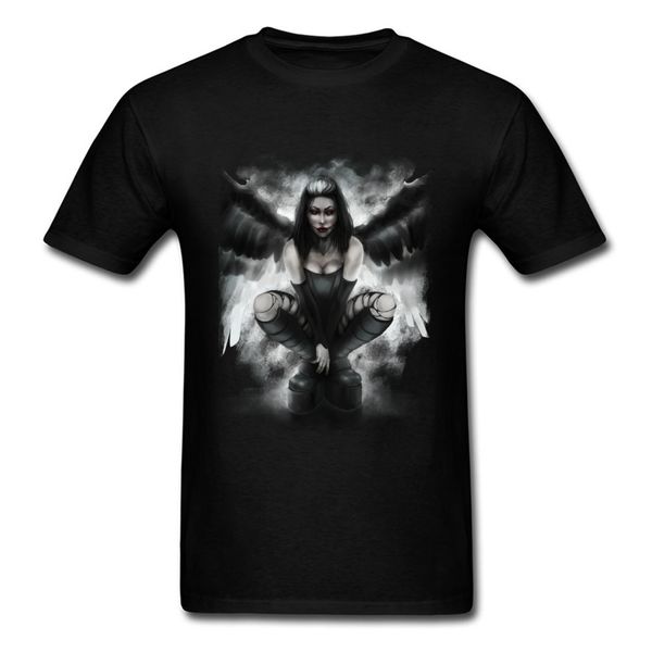 

goth angel girl t shirts short sleeve crew neck 100% cotton tees pin-up casual t-shirts for men summer/fall