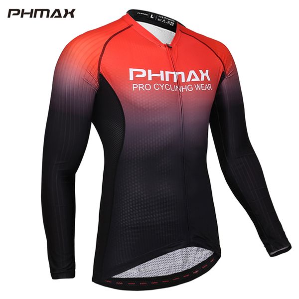 

phmax 2020 long sleeve men's cycling jersey cycling wear breathable bicycle clothing quick-dry mountain bike clothes, Black;red
