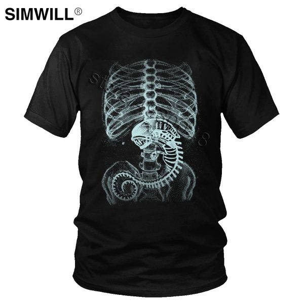 

alien vs predator tees alien bone t shirt covenant tshirt short sleeve human body embryo x-ray t-shirt plus size cotton
