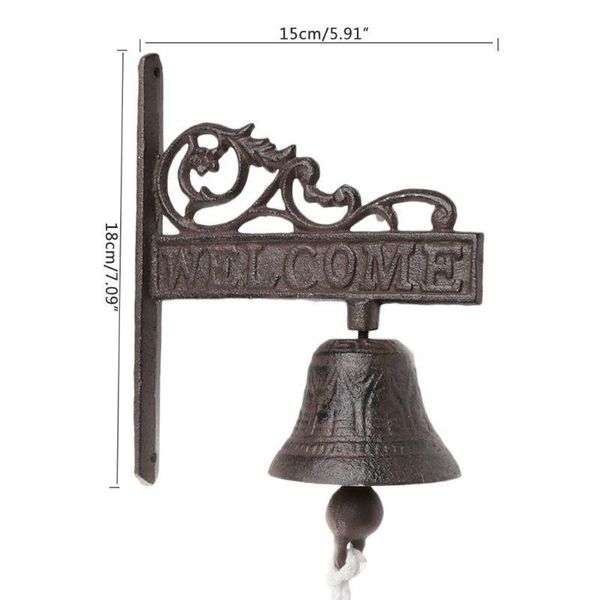 

antique style vintage iron hanging door bell wall mounted welcome doorbell porch home garden decoration