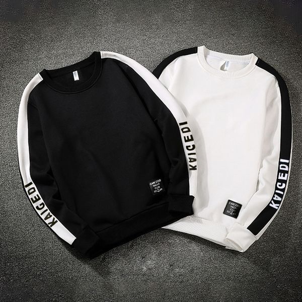 

men hoodie casual 2020 autumn hip hop streetwear men pullover sweatshirts o-neck brand solid color letter printing hoodies male, Black