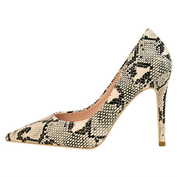 

new arrival 2020 snake print heels party shoes fashion heels elegant shoes high women pumps pointed toe evening, Black