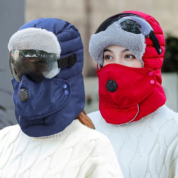 

2020 new fashion warm cap winter men original design winter hats for women waterproof hood hat with glasses cool balaclava