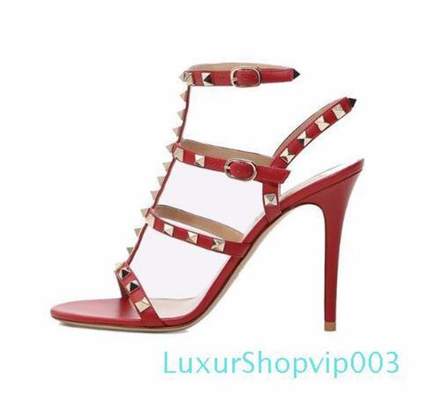 

nude gold black rivets women sandals t-strap buckles gliadiator high heels women shoes party wedding ladies pumps studded shoes
