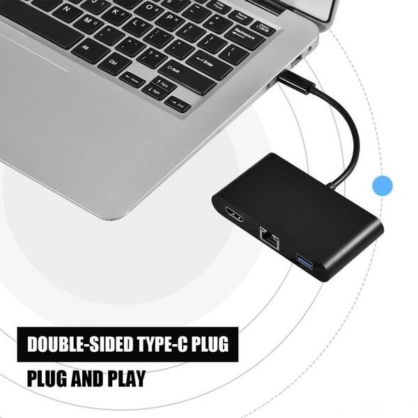 

usb-c type-c 3.1 to 4k*2k hdmi usb 3.0 hub converter adapter with rj45 lan pd port