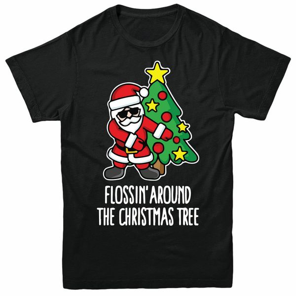 

santa christmas t shirt men women floss around the christmas tree festive gift tee shirt new fashion cotton