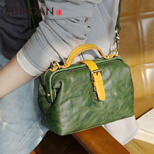 

eumoan leather one-shoulder bag, vintage hand-held bag, stylish ladies handbag