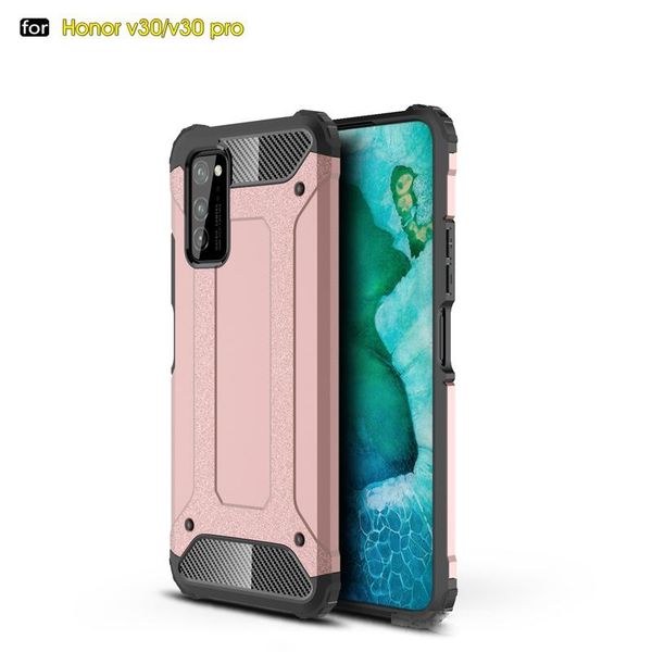 

dual layer pc tpu hybrid protective slim case for honor v30 v30 pro precise holes outdoor shockproof armor case