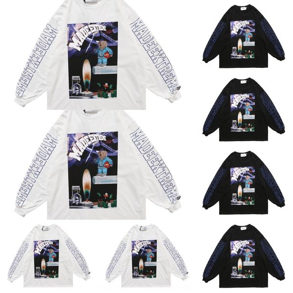 

приходите onbuddyborrow пожар ins стиля осенью футболки свитера улицы тенденция хип-хоп с длинными рукавами футболки свободных свитерами ads, Black