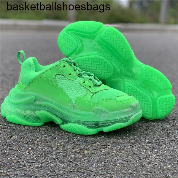 

triple s 17fw crystal bottom green paris vintage casual old dad shoes platform boots mens women sneakers, Black