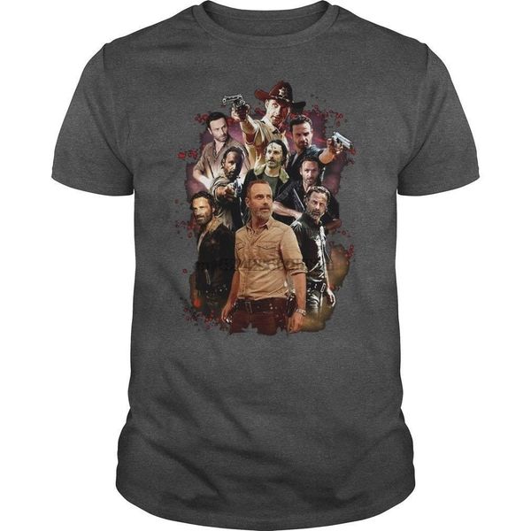 

rick grimes the walking dead t shirt dark heather cotton men s-3xl