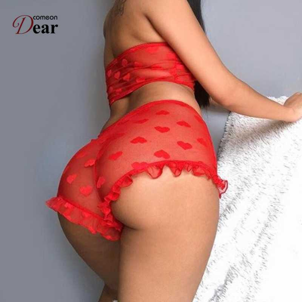 

bras sets comeondear lingerie set for women transparent bra panty 2 pieces babydoll underwear suits lace pijama femme rb80916, Red;black