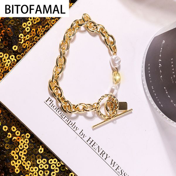 

link, chain baroque woman imitation pearl bracelet female niche design korean style simple personality student girlfriends portrait coin 1pc, Black