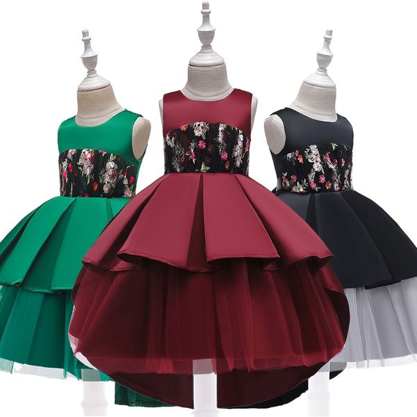

girls princess embroidered dress children evening party dress girl costume kids dresses for girls wedding tuxedo dress vestidos, Red;yellow