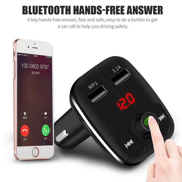 

car bluetooth fm transmitter wireless handsaudio receiver auto mp3 player 3.1a dual usb fast charger car accessories