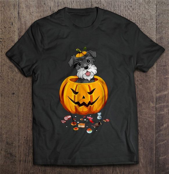 

miniature schnauzer pumpkin halloween men t-shirt s-3xl breathable tee shirt
