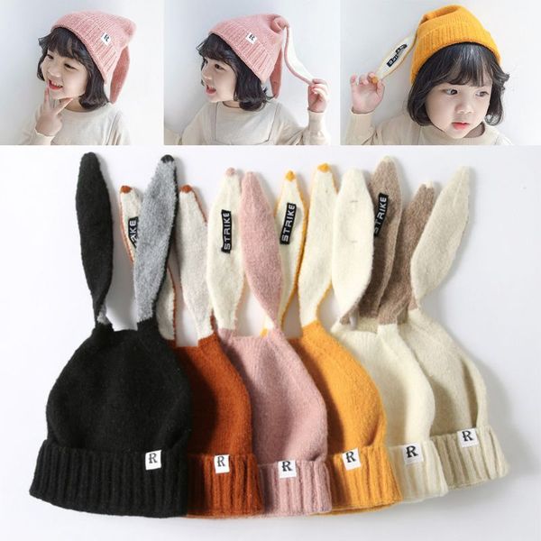 

beanie/skull caps kids girl&boy baby winter warm knitted long ear beanie hat autumn hats cap, Blue;gray