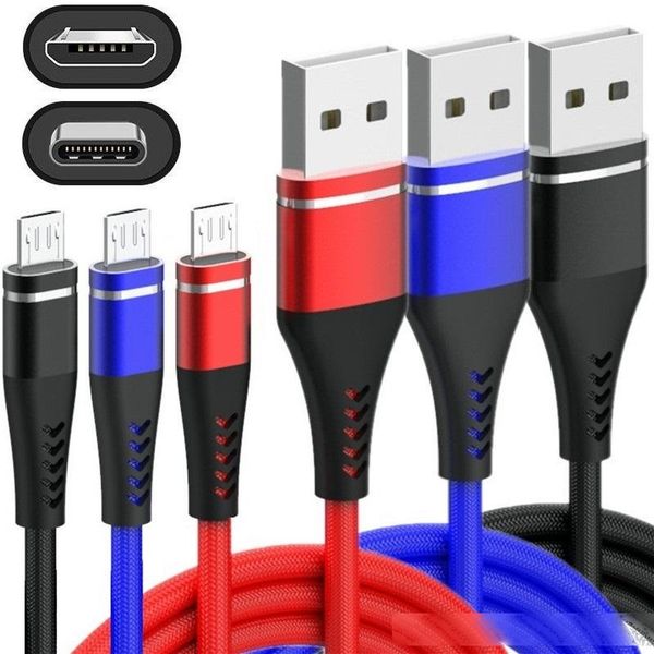

2.4a alloy braided nylon microtype c usb cable quick charging cable for samsung s7 s8 s9 s10 note 8 9 htc lg
