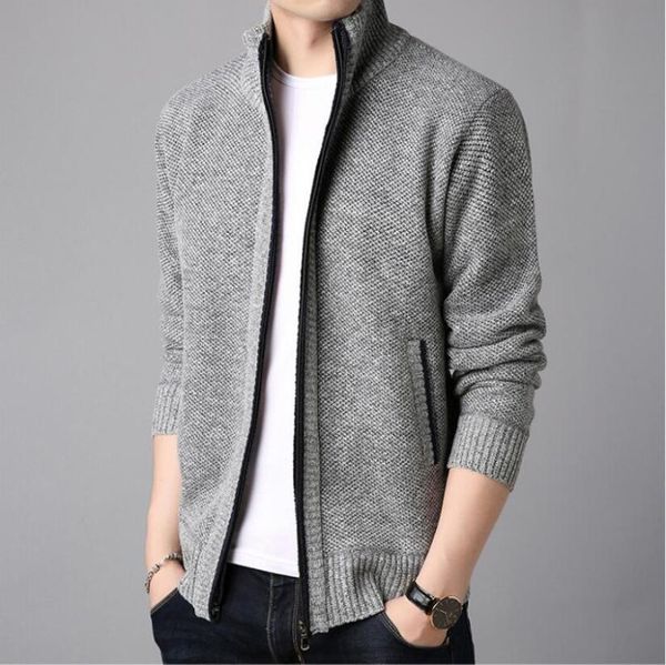 

2020 autumn cardigan men sweaters thick warm knitted sweater mens jackets coats male clothing casual knitwear, White;black