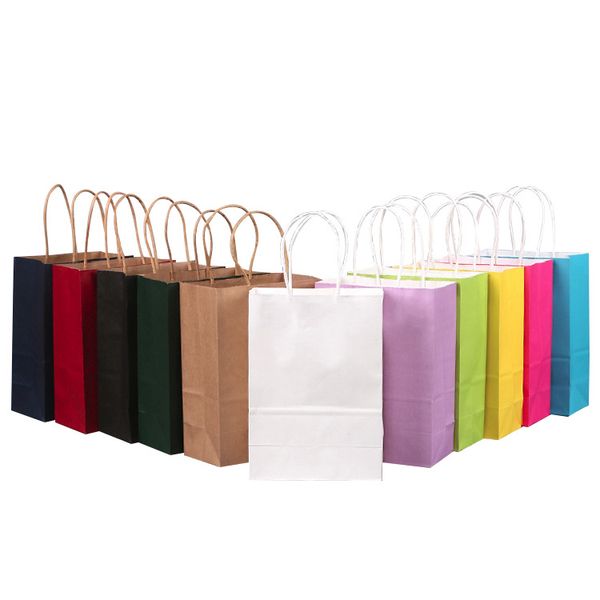 

gift wrap 40pcs/lot kraft paper bag with handle wedding birthday party package bags christmas year wholesale