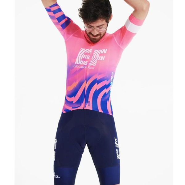 

racing sets rcc 2021 ef pro team summer skinsuit men triathlon cycling short sleeve mtb roupa ciclismo bike sports running suit 9d, Black;blue