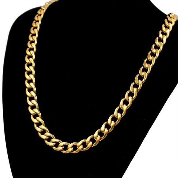 

hip hop 12mm thick gold color stainless steel long gold chain for men curb cuban link chain necklaces male jewelry collar, Silver