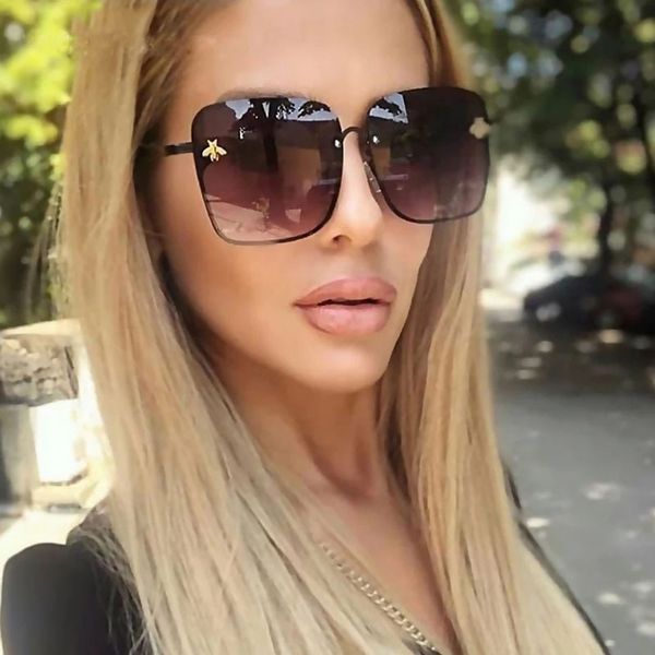 

wholesale-fashion womens sunglasses lady oversize rimless square sunglasses women men small glasses gradient sun glasses female uv400, White;black
