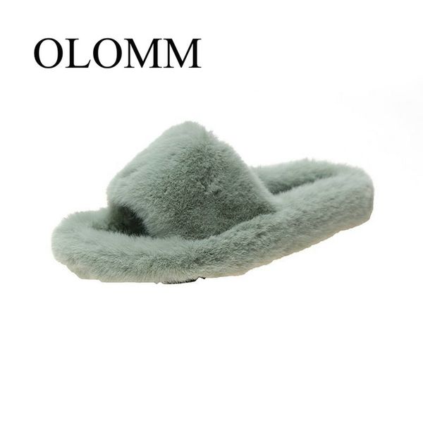 

slippers olomm wool women's autumn and winter wear 2021 korean version of suede shoes open toe female ab-96, Black